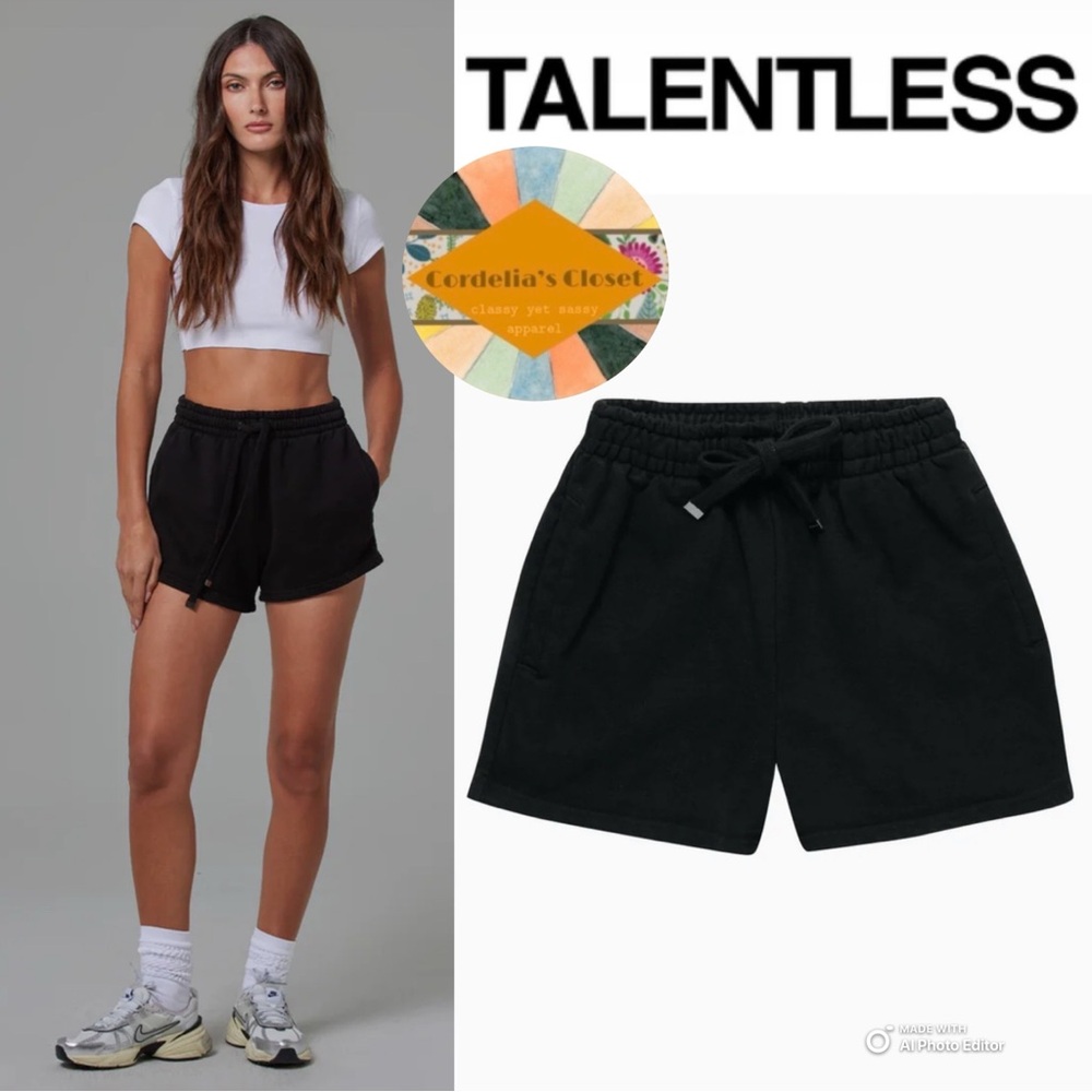 ❌SOLD!❌$64! TALENTLESS Black 100% Cotton Sweats Heavyweight Classic Shorts Small